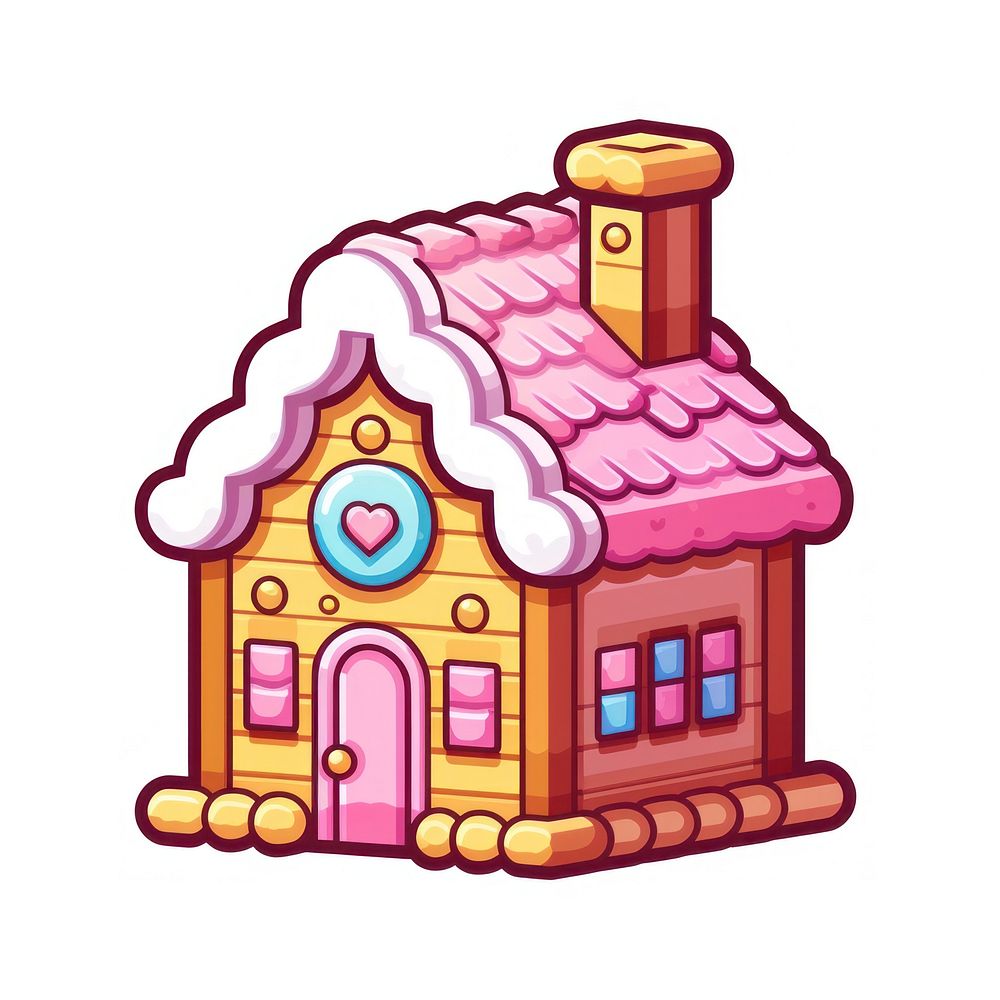 Gingerbread house pixel architecture building hut.