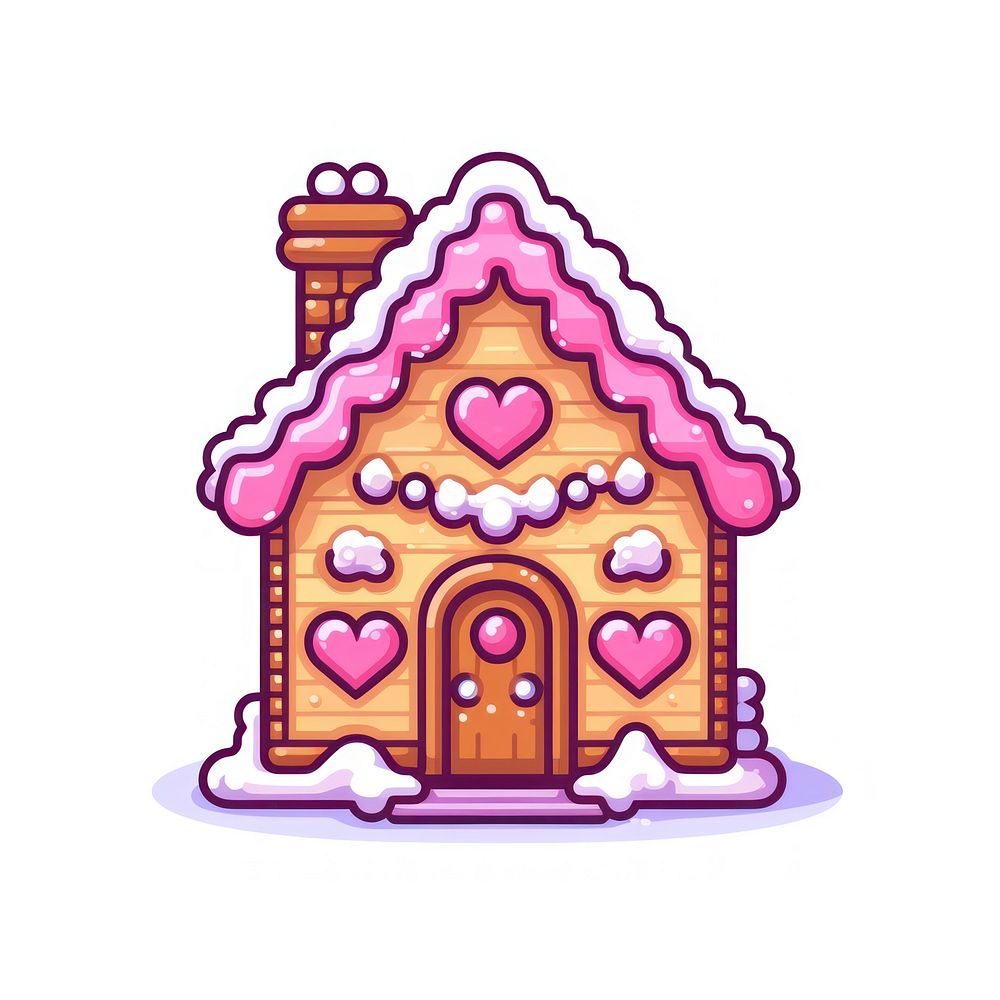 Gingerbread house pixel confectionery architecture celebration.
