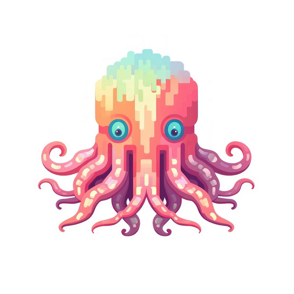 Giant squid pixel jellyfish octopus invertebrate.
