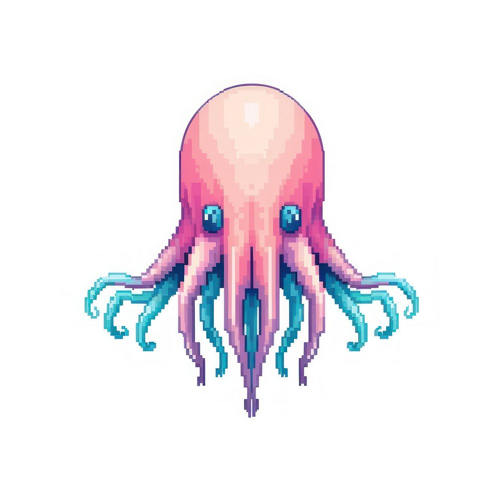 Giant squid pixel octopus invertebrate underwater.