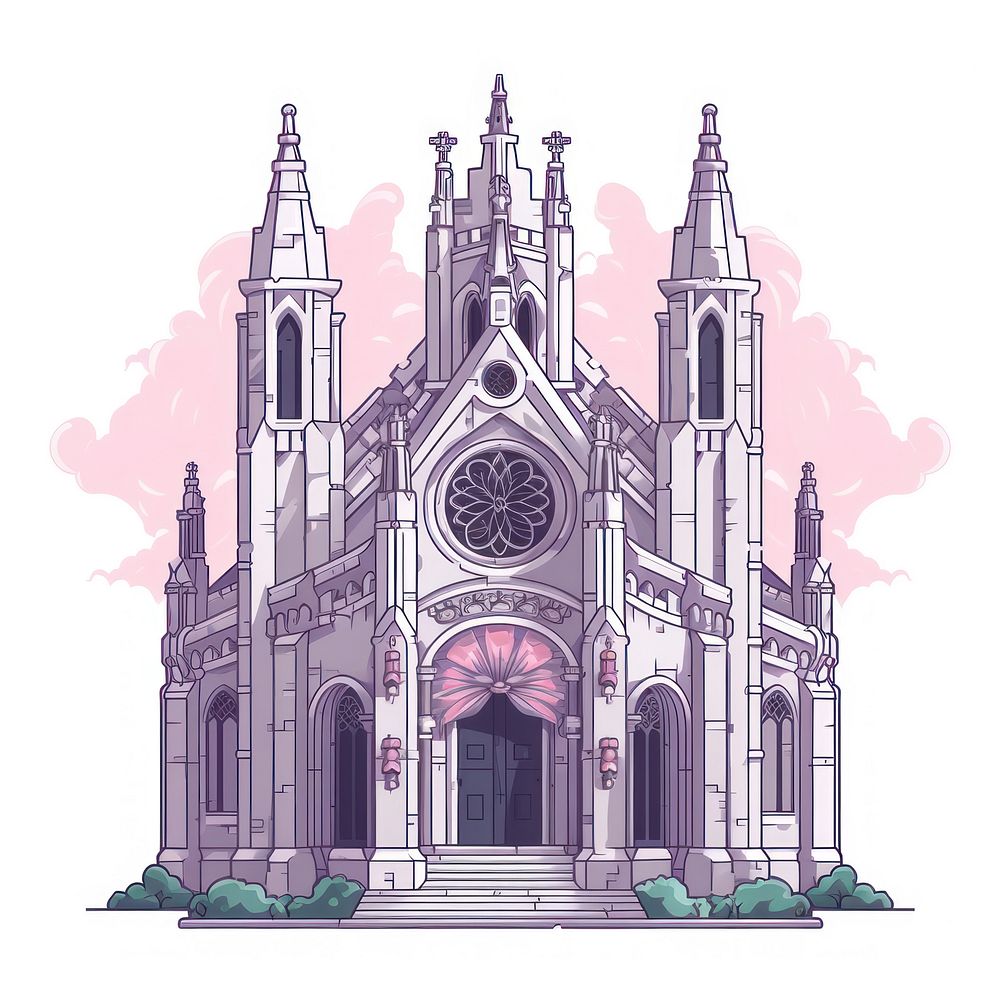 Gothic architecture pixel building drawing sketch.