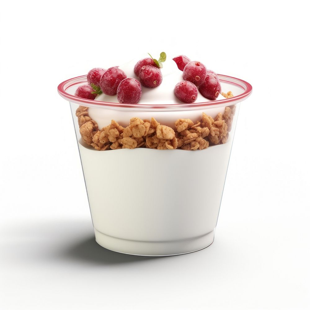 Greek yogurt cup with granola dessert food bowl.