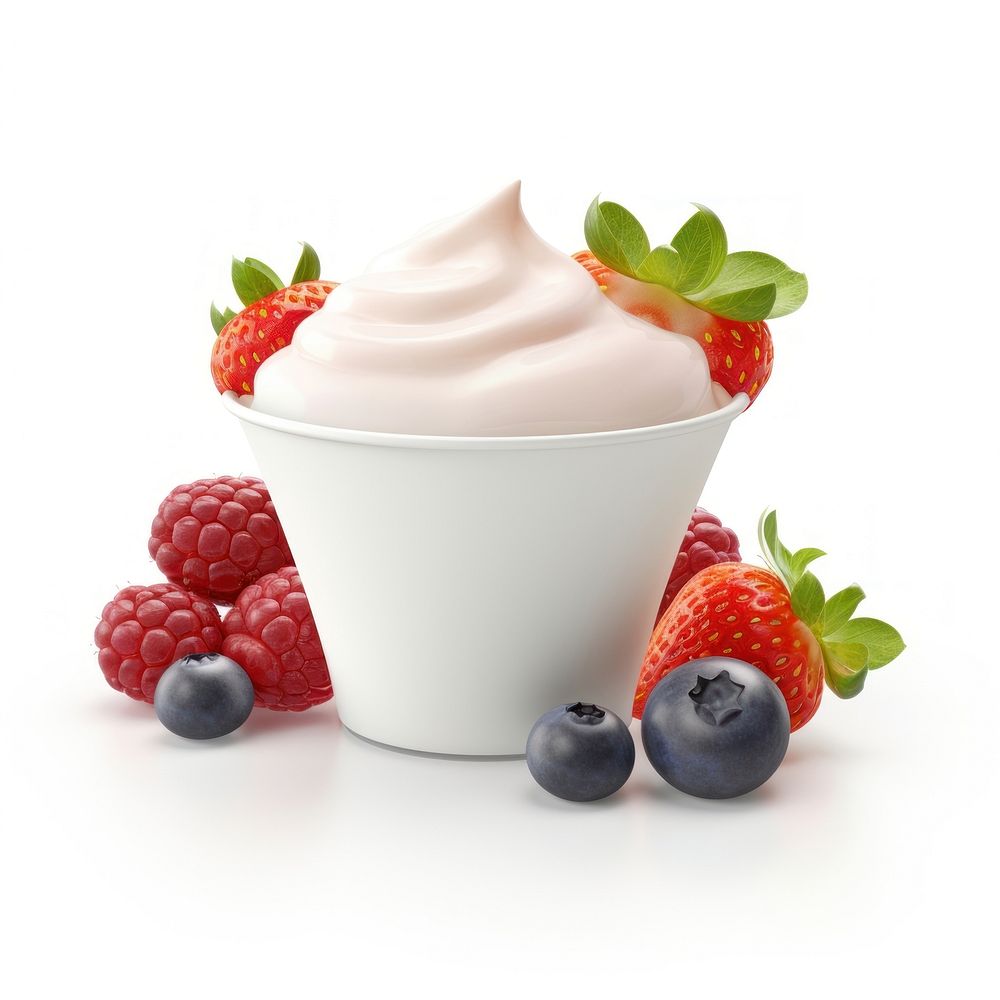 Greek yogurt cup with fruit dessert berry cream.