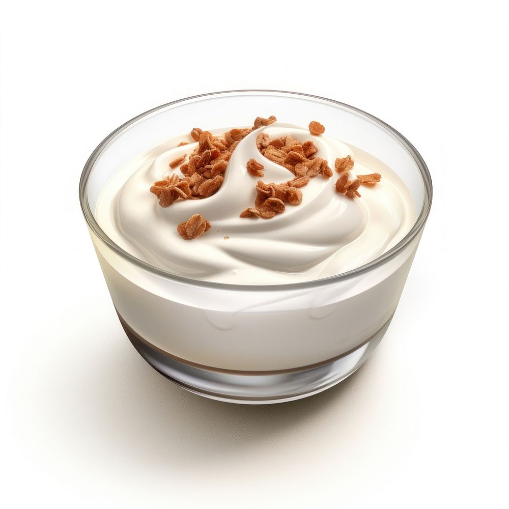 Greek yogurt with granola dessert cream white.