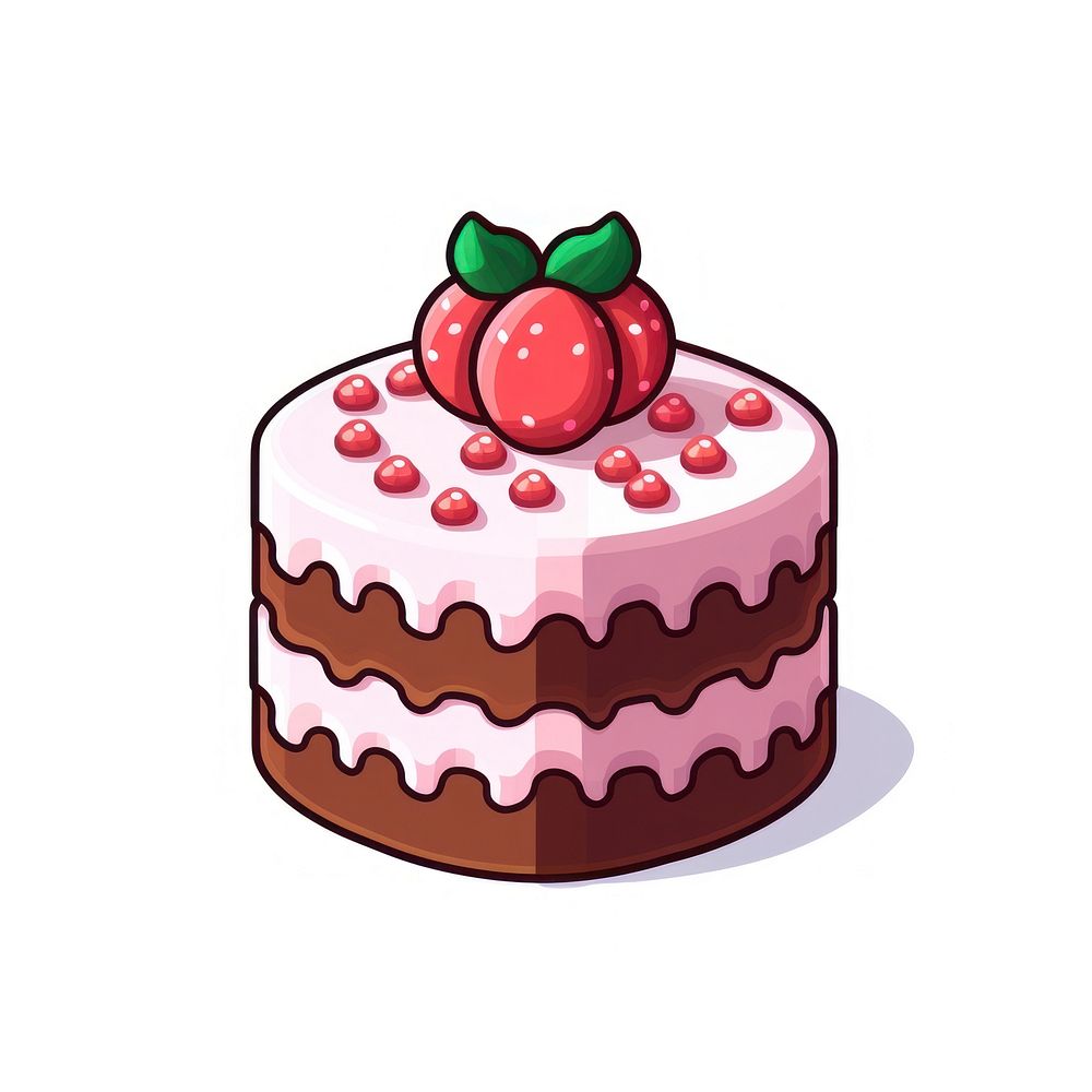 Fruit cake pixel strawberry dessert cream.