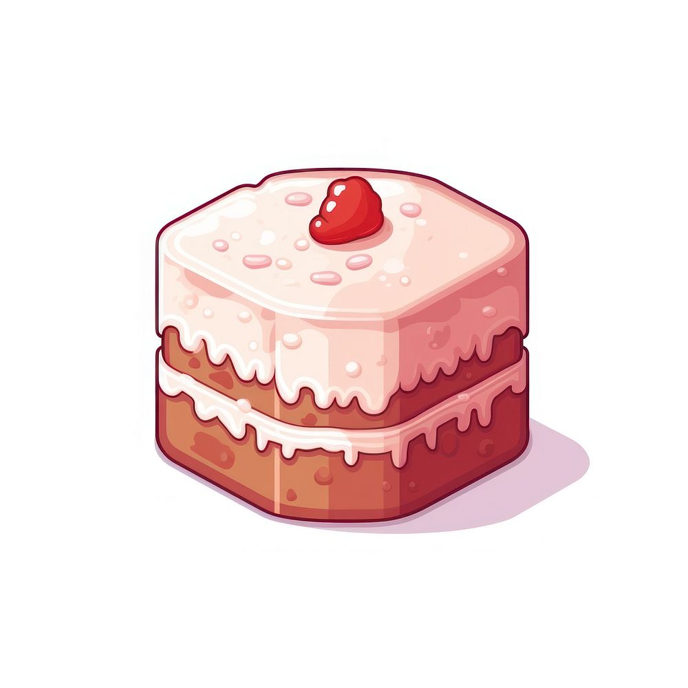 Fruit cake pixel dessert icing cream.