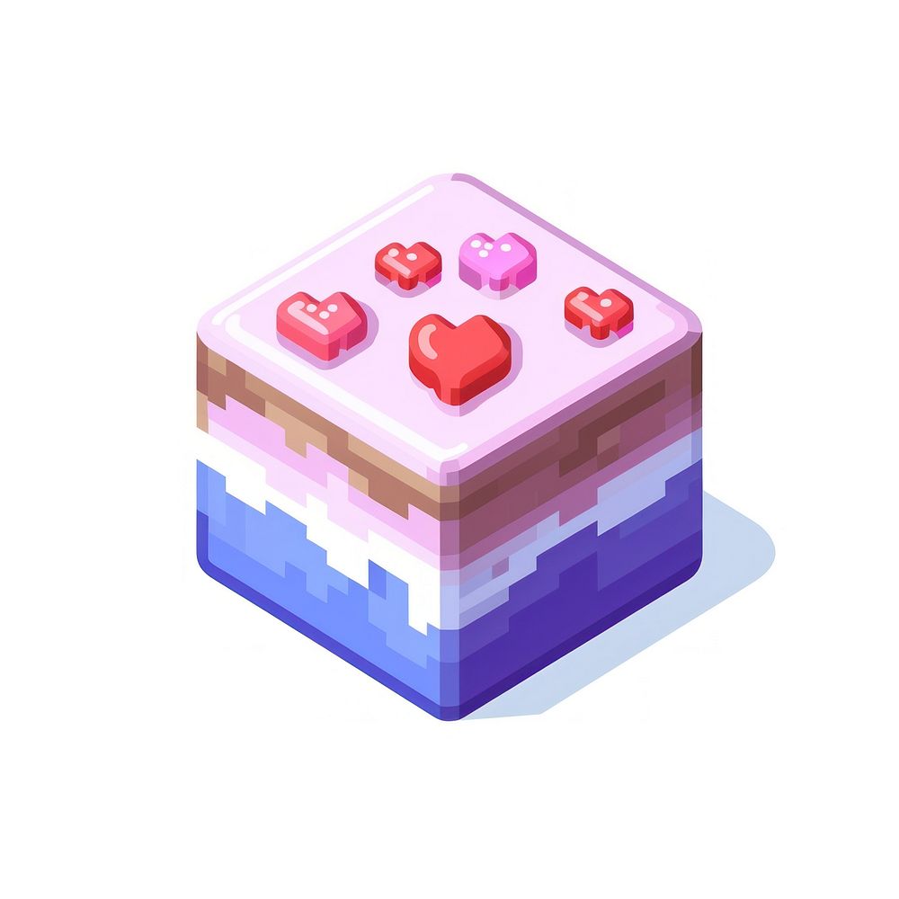 Fruit cake pixel dessert purple heart.