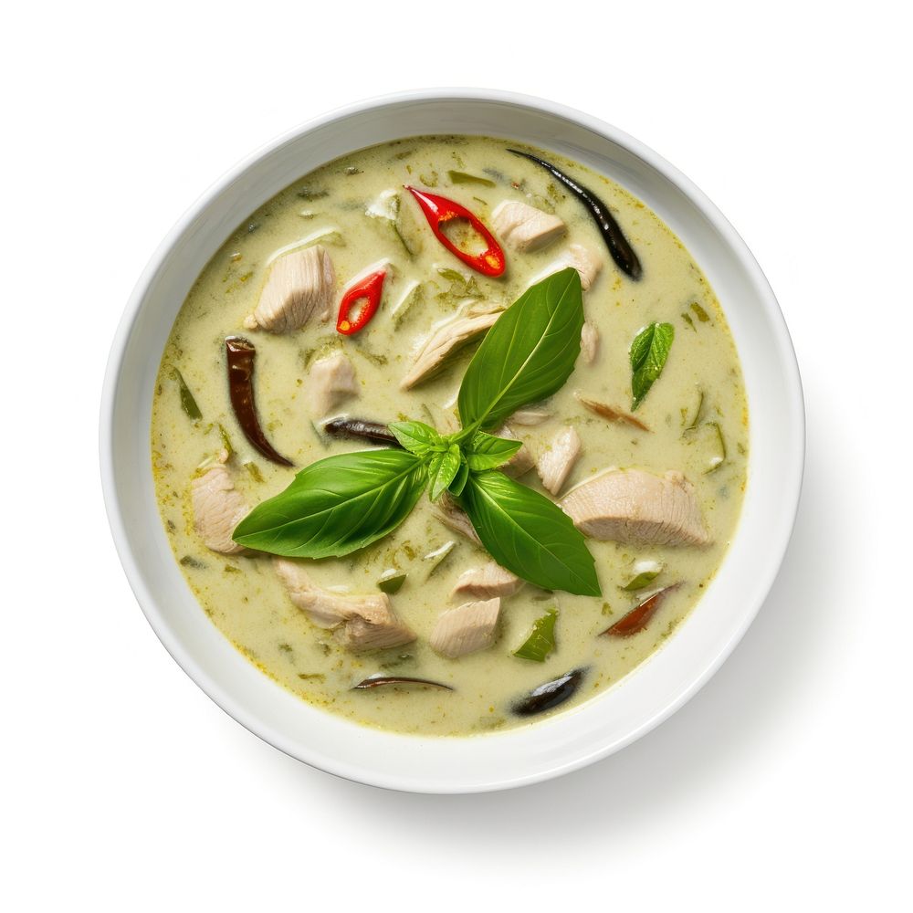 Thai green curry plate food soup.