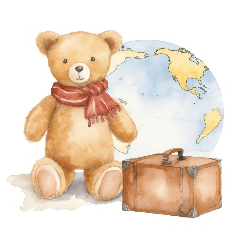 Teddy bear travel toy representation.