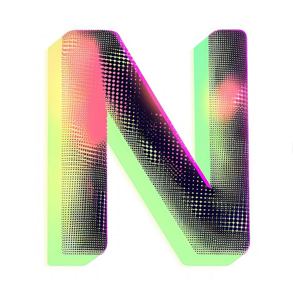 Gradient blurry letter N purple number shape.