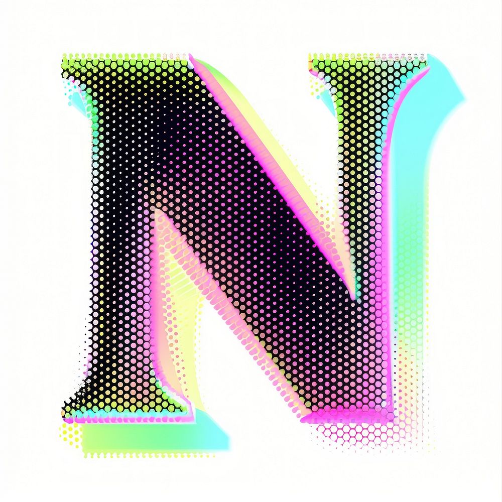 Gradient blurry letter N shape font text.