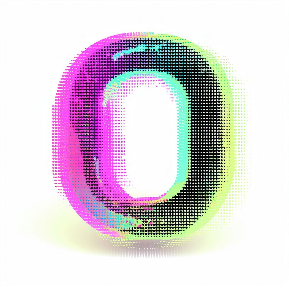 Gradient blurry letter O purple number shape.