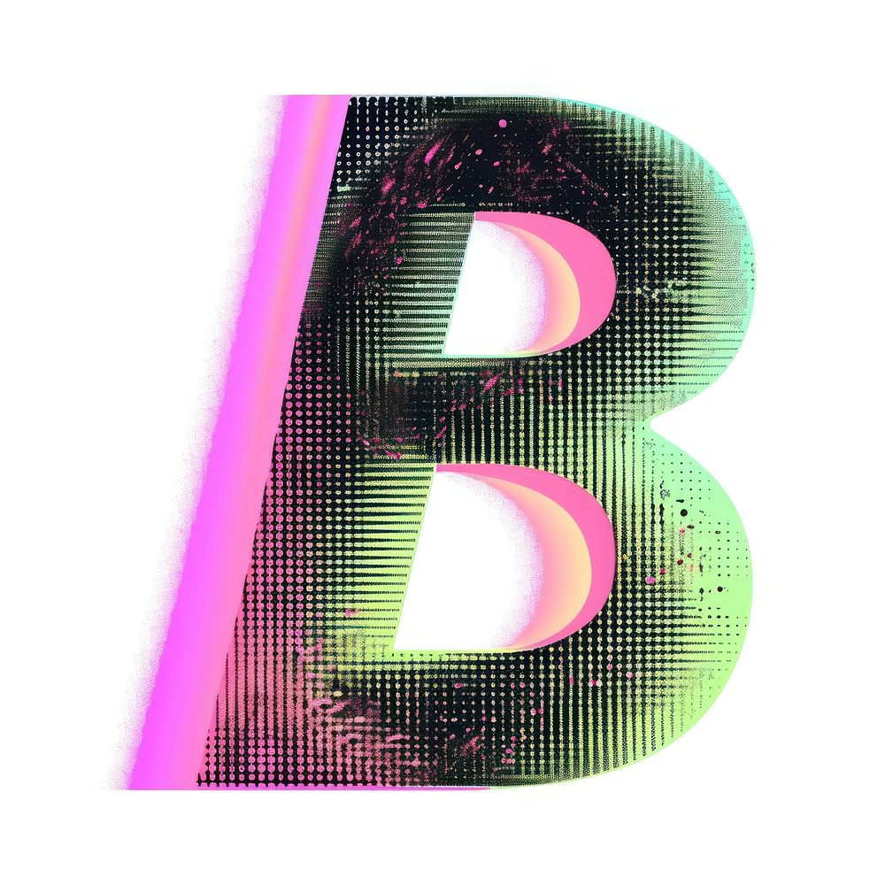 Gradient blurry letter B purple number green.