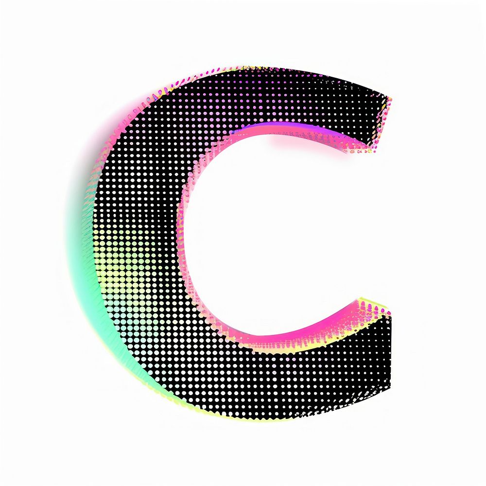 Gradient blurry letter C purple shape font.