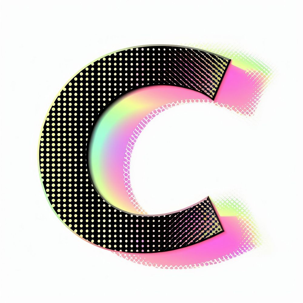 Gradient blurry letter C shape font text.
