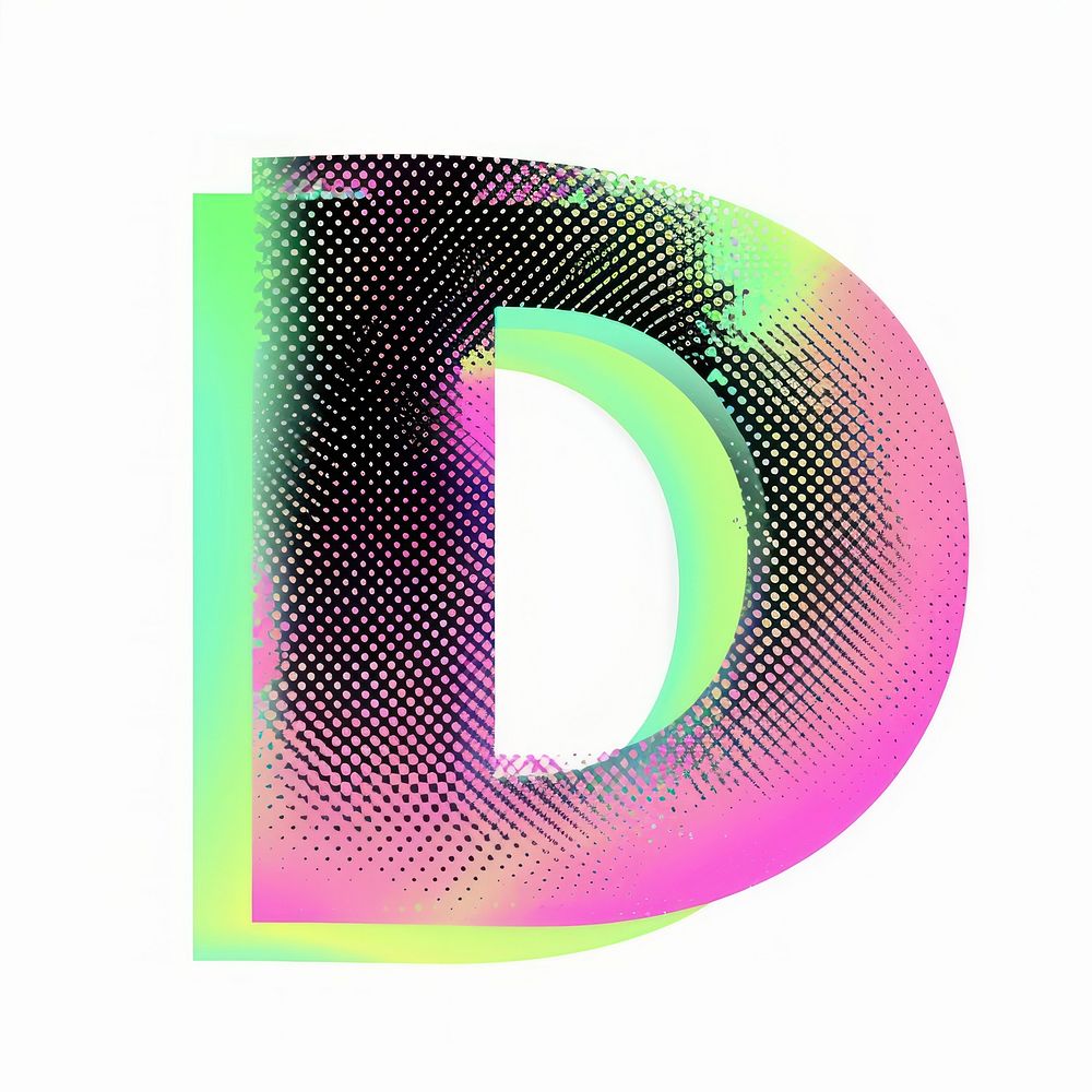 Gradient blurry letter D shape font text.