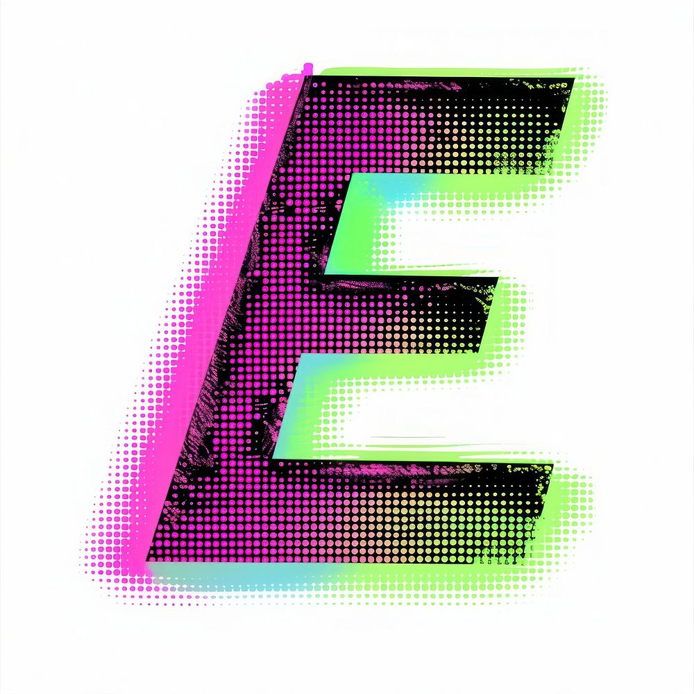 Gradient blurry letter E purple number shape.