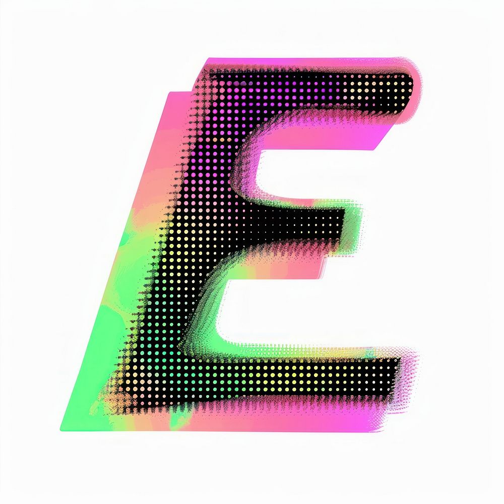 Gradient blurry letter E number symbol shape.