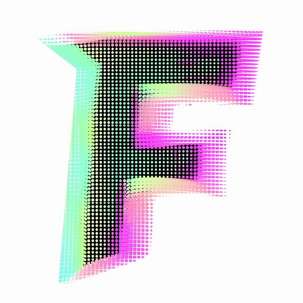 Gradient blurry letter F purple shape font.