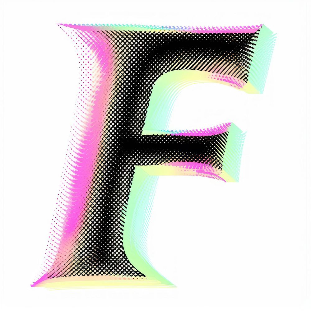 Gradient blurry letter F shape font text.