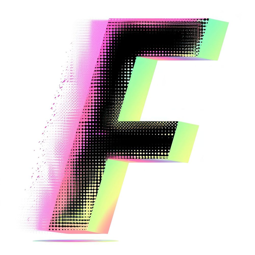 Gradient blurry letter F shape font text.