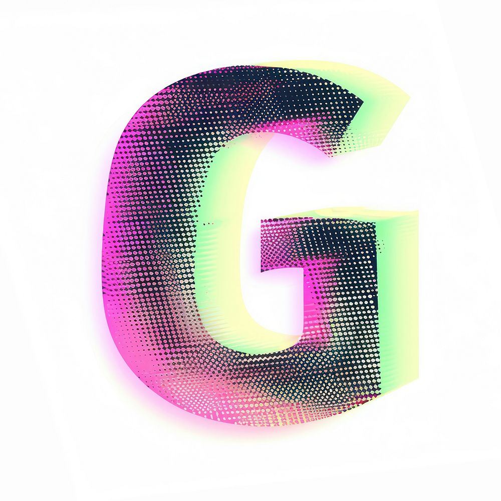 Gradient blurry letter G purple number shape.