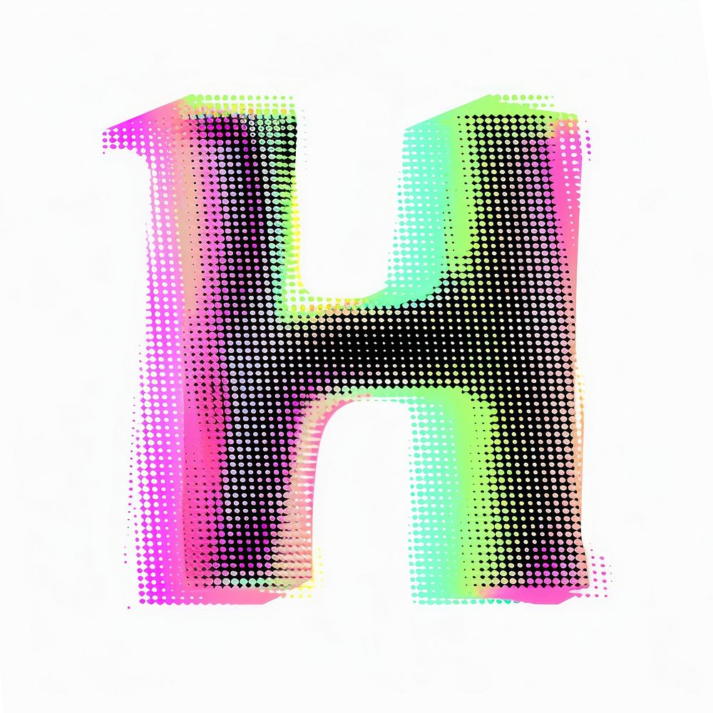 Gradient blurry letter H shape font text.