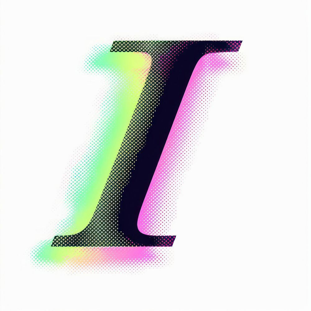Gradient blurry letter I green font text.