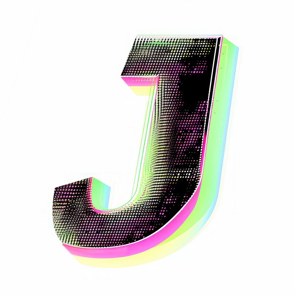 Gradient blurry letter J number shape font.
