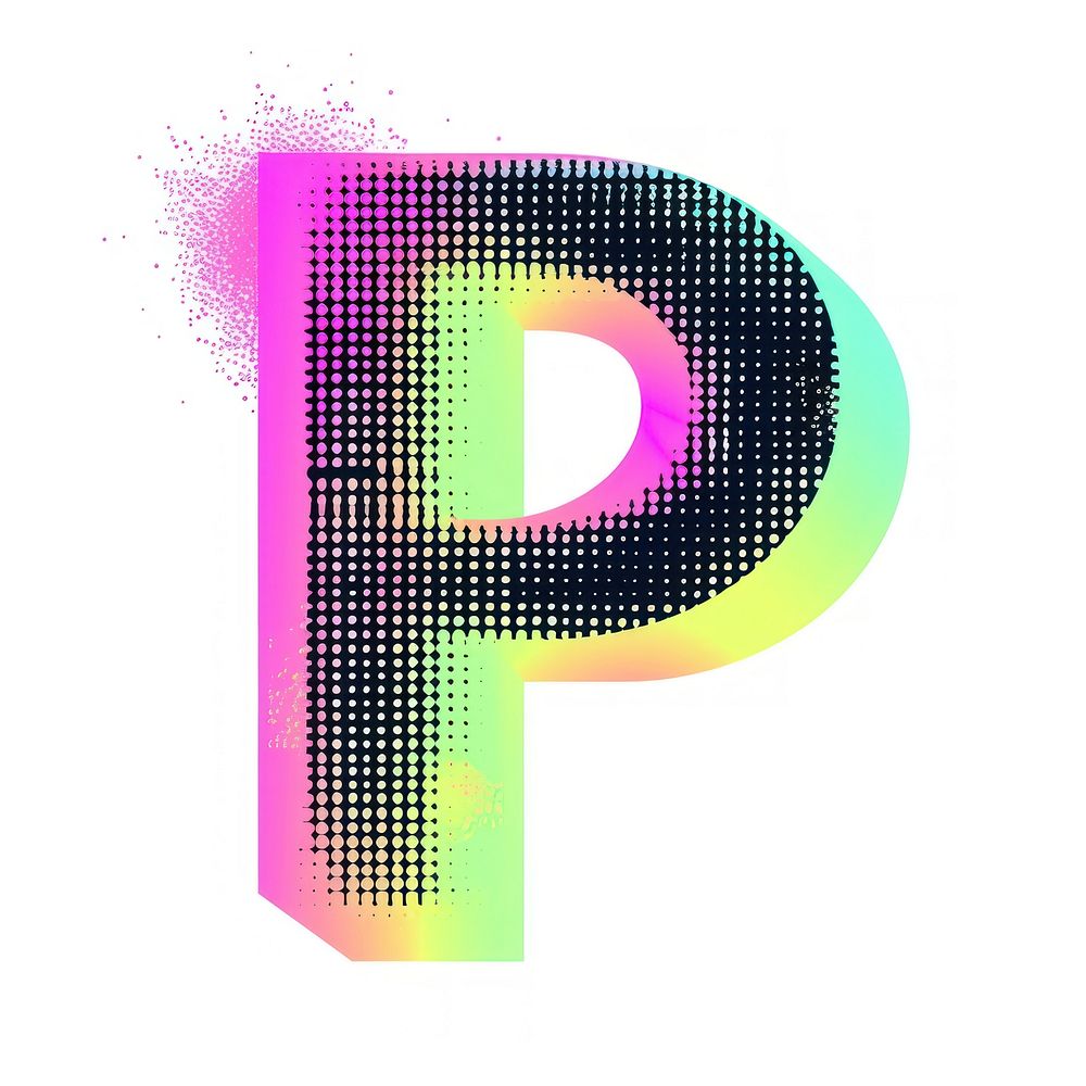 Gradient blurry letter P shape font text.
