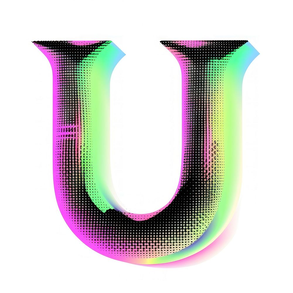 Gradient blurry letter U shape font text.