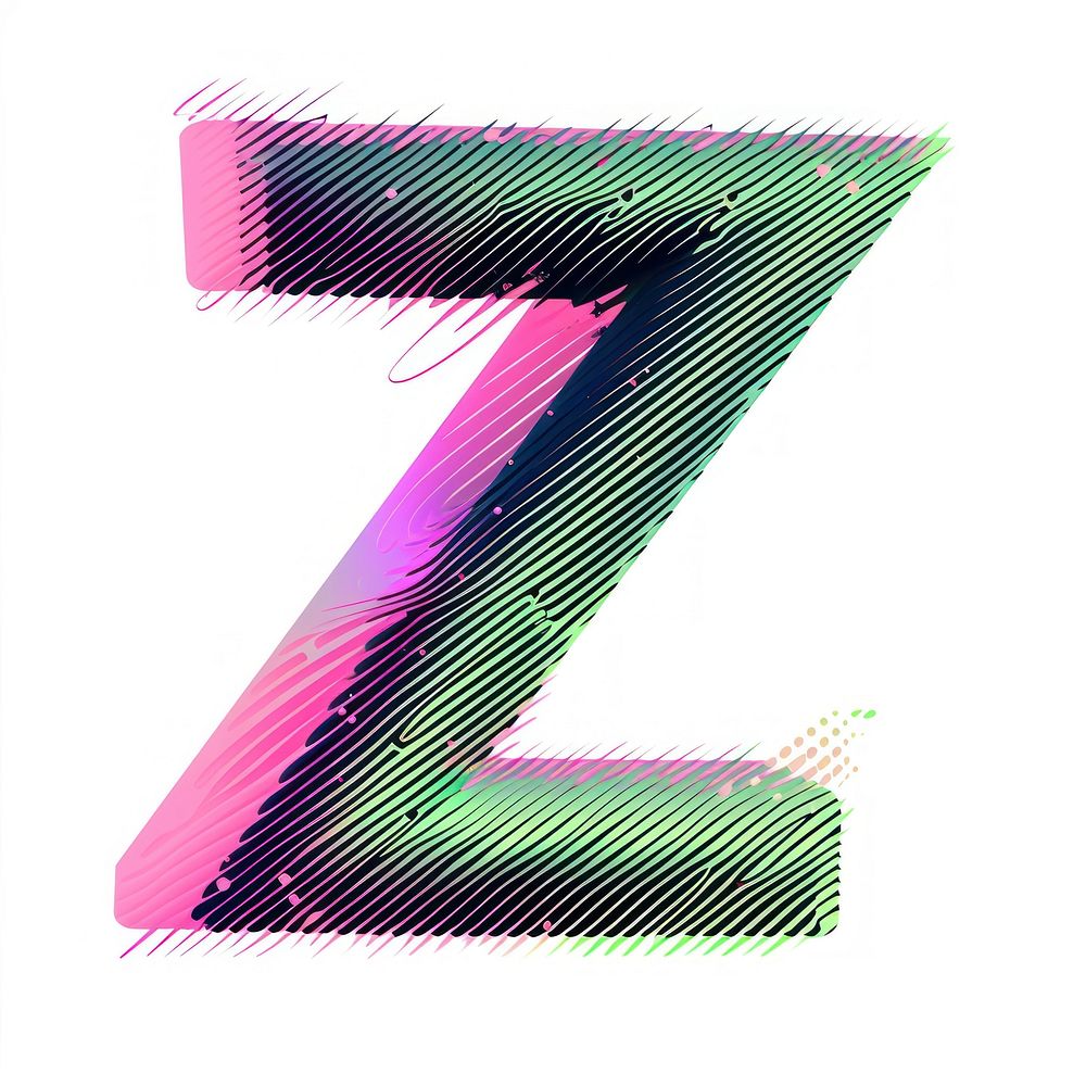Gradient blurry letter Z green font text.