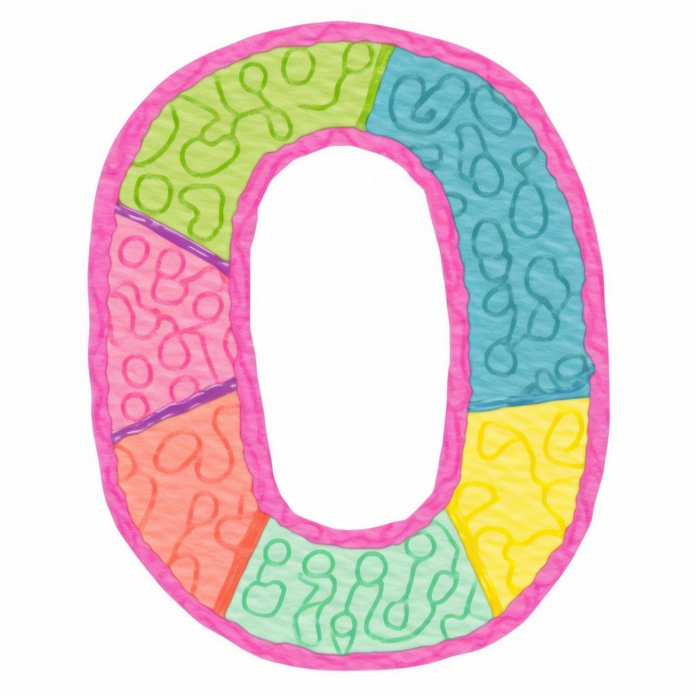 Number letter 0 vibrant text alphabet white background.