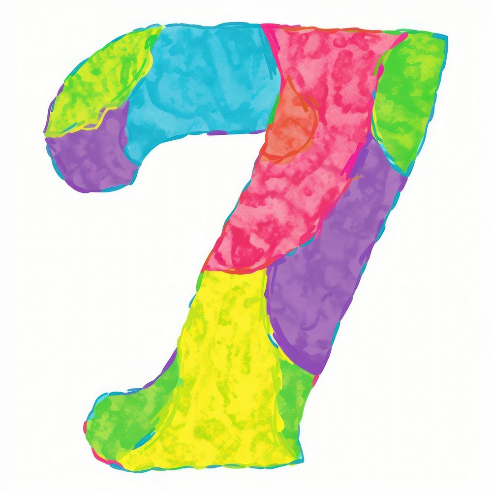 Number letter 7 vibrant text white background creativity.