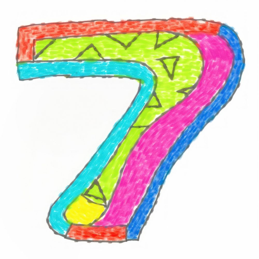 Number letter 7 vibrant text symbol white background.