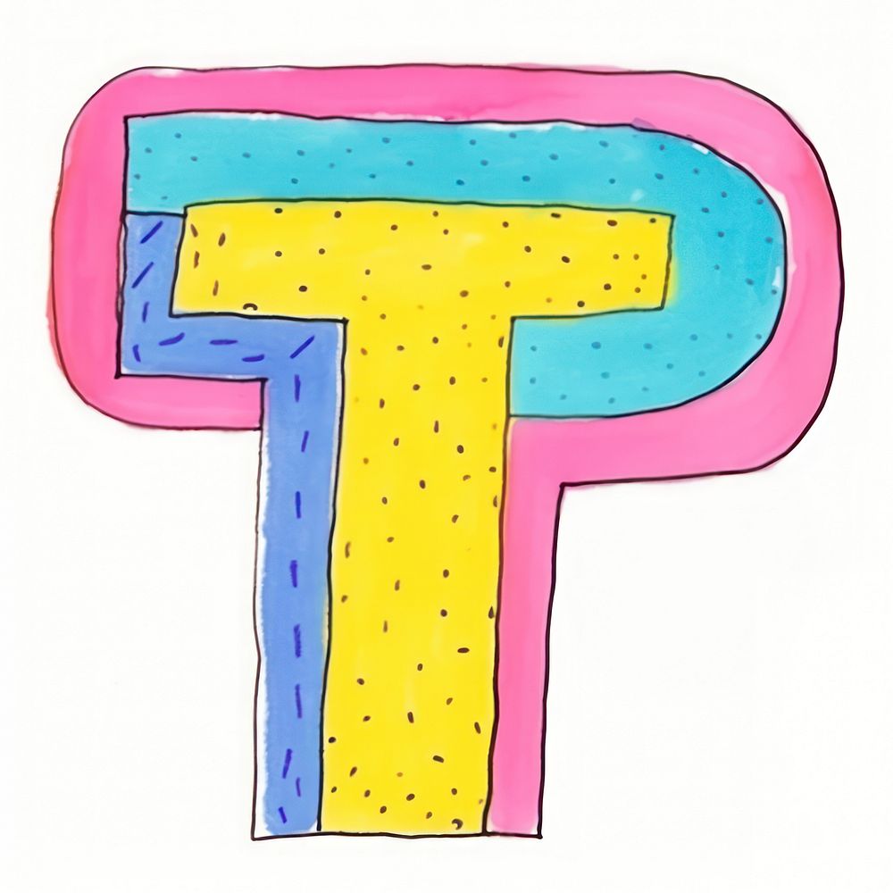 Letter T vibrant colors text alphabet symbol.