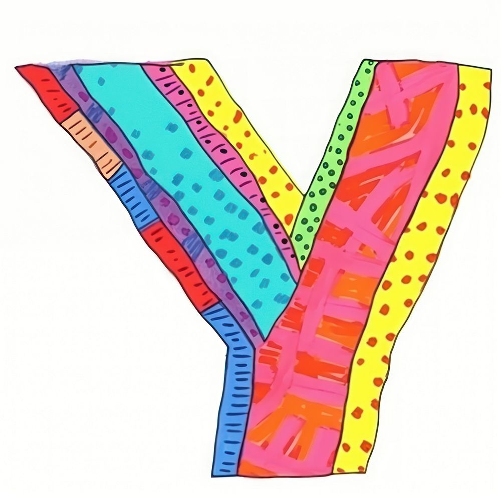 Letter Y vibrant colors white background creativity pattern.