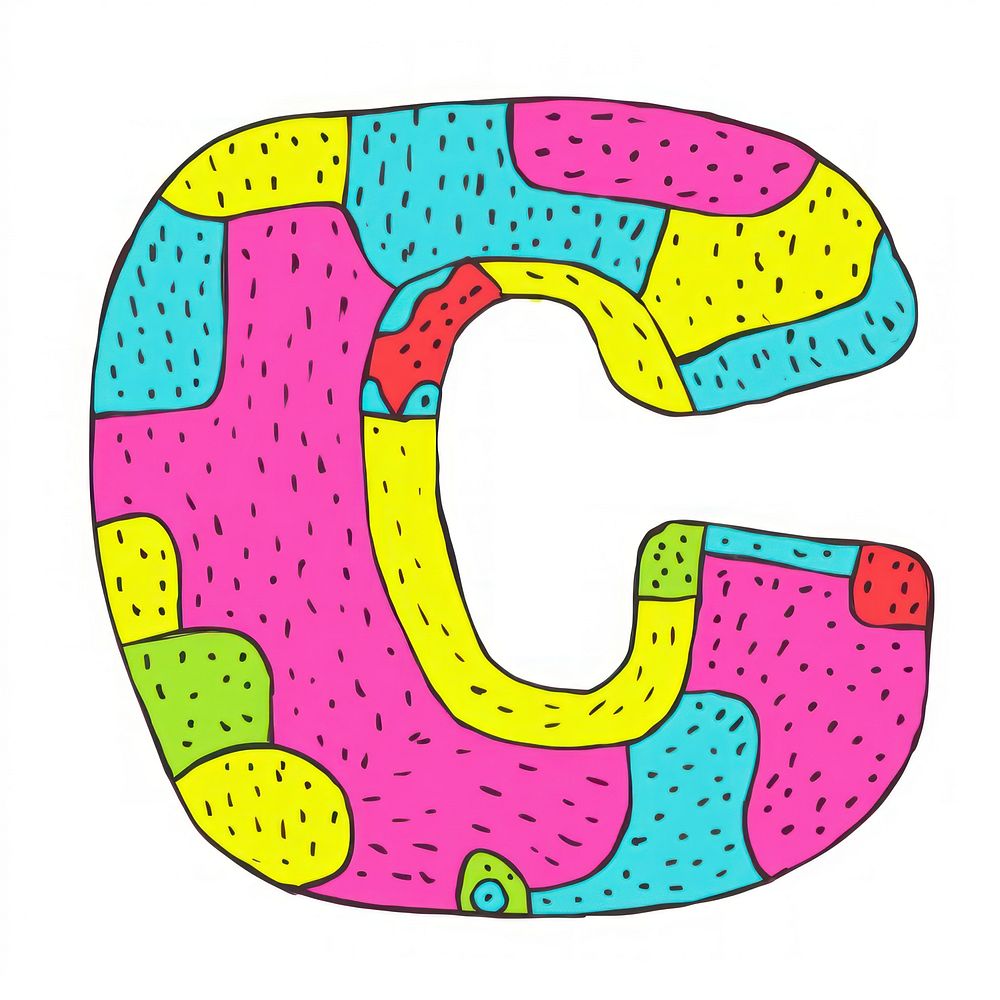 Letter c vibrant colors pattern creativity cartoon.