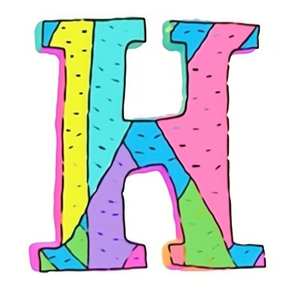 Letter H vibrant colors text alphabet number.