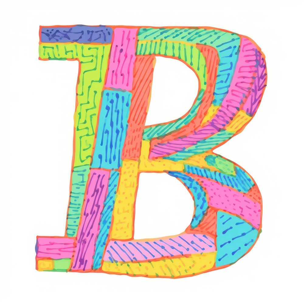 Letter B vibrant colors text alphabet number.
