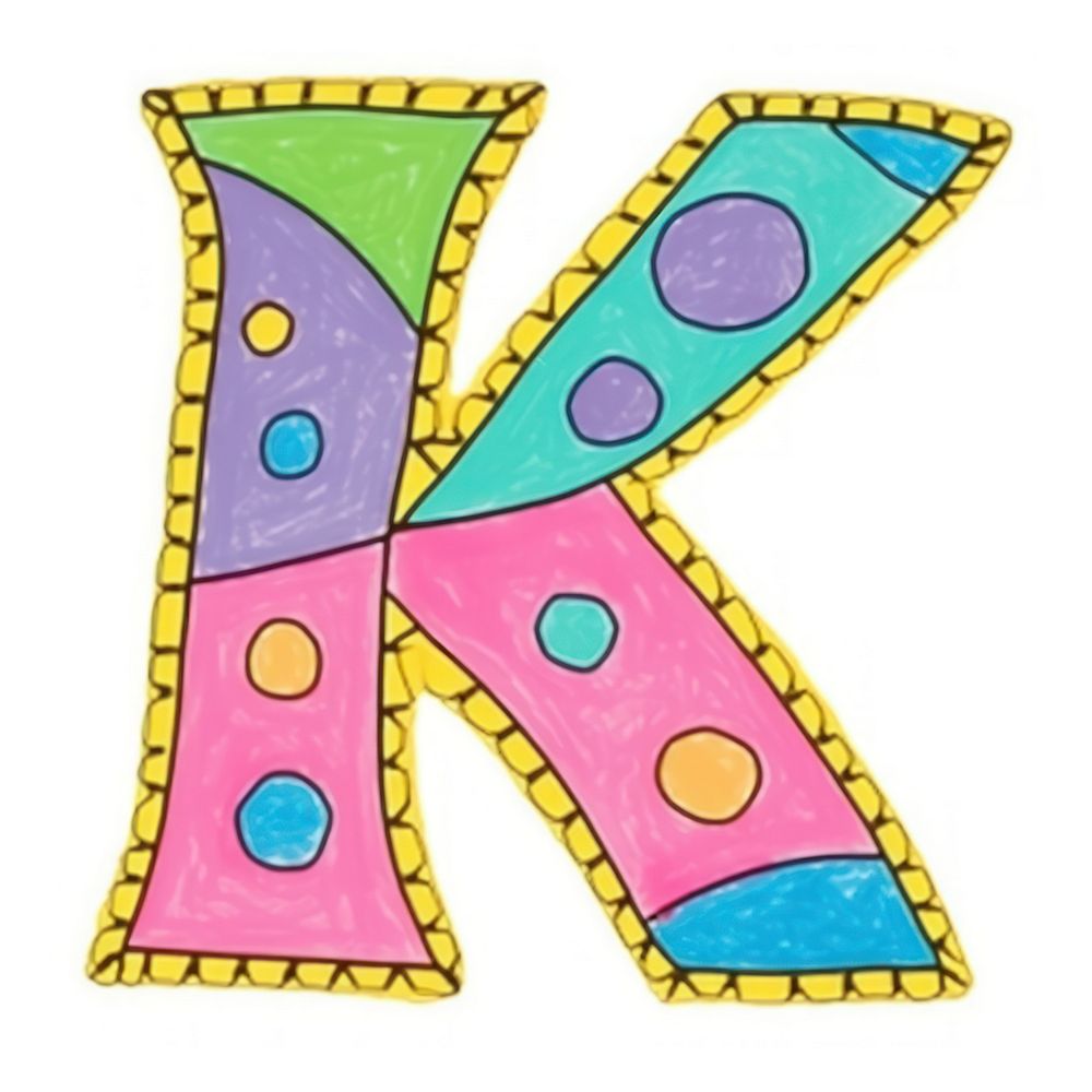 Letter K vibrant colors alphabet number text.