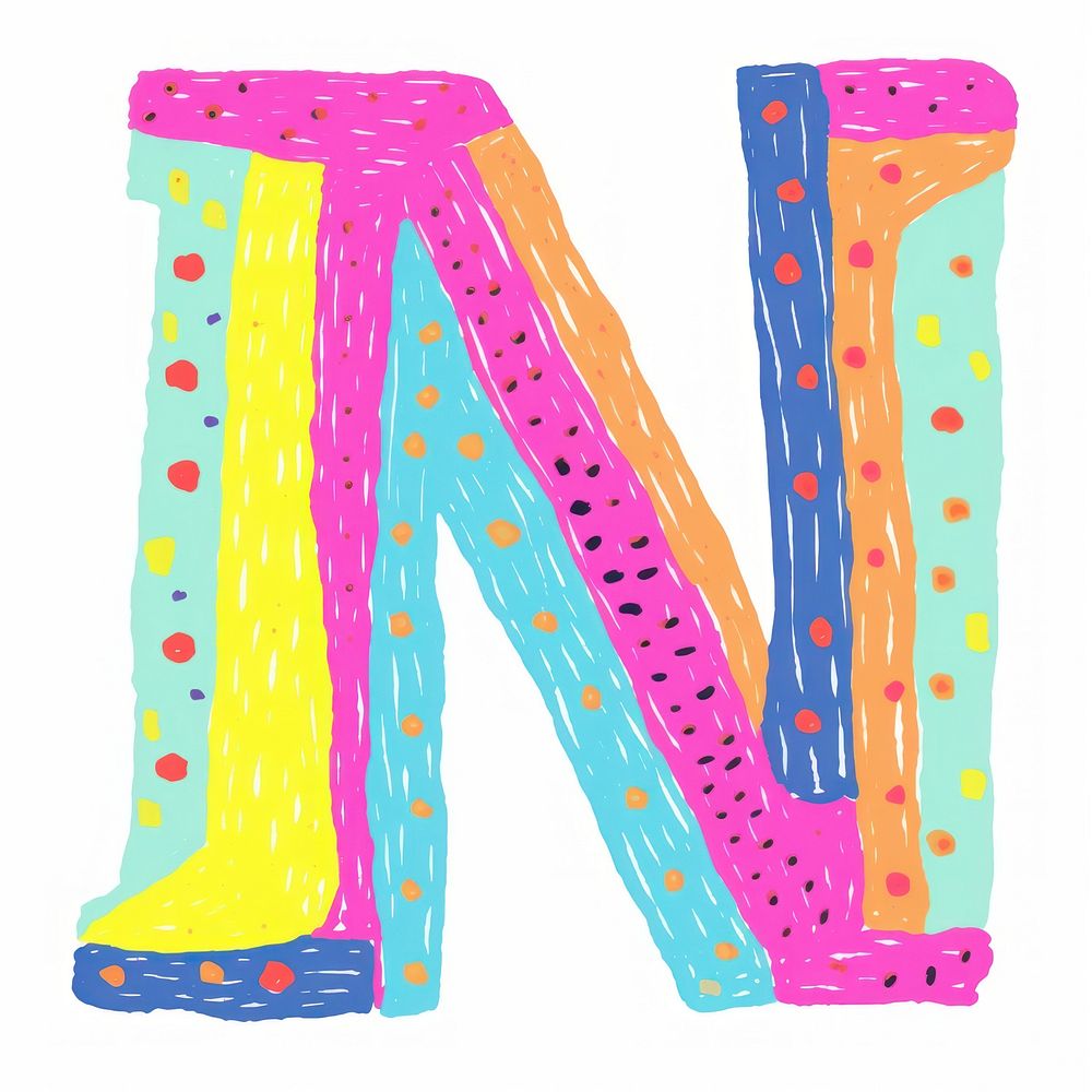 Letter N vibrant colors alphabet pattern text.
