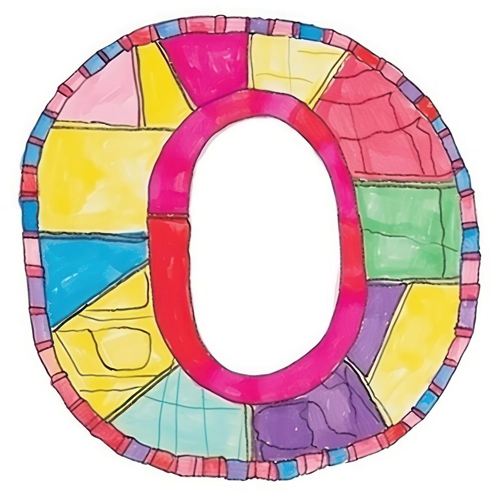 Letter o vibrant colors number text art.