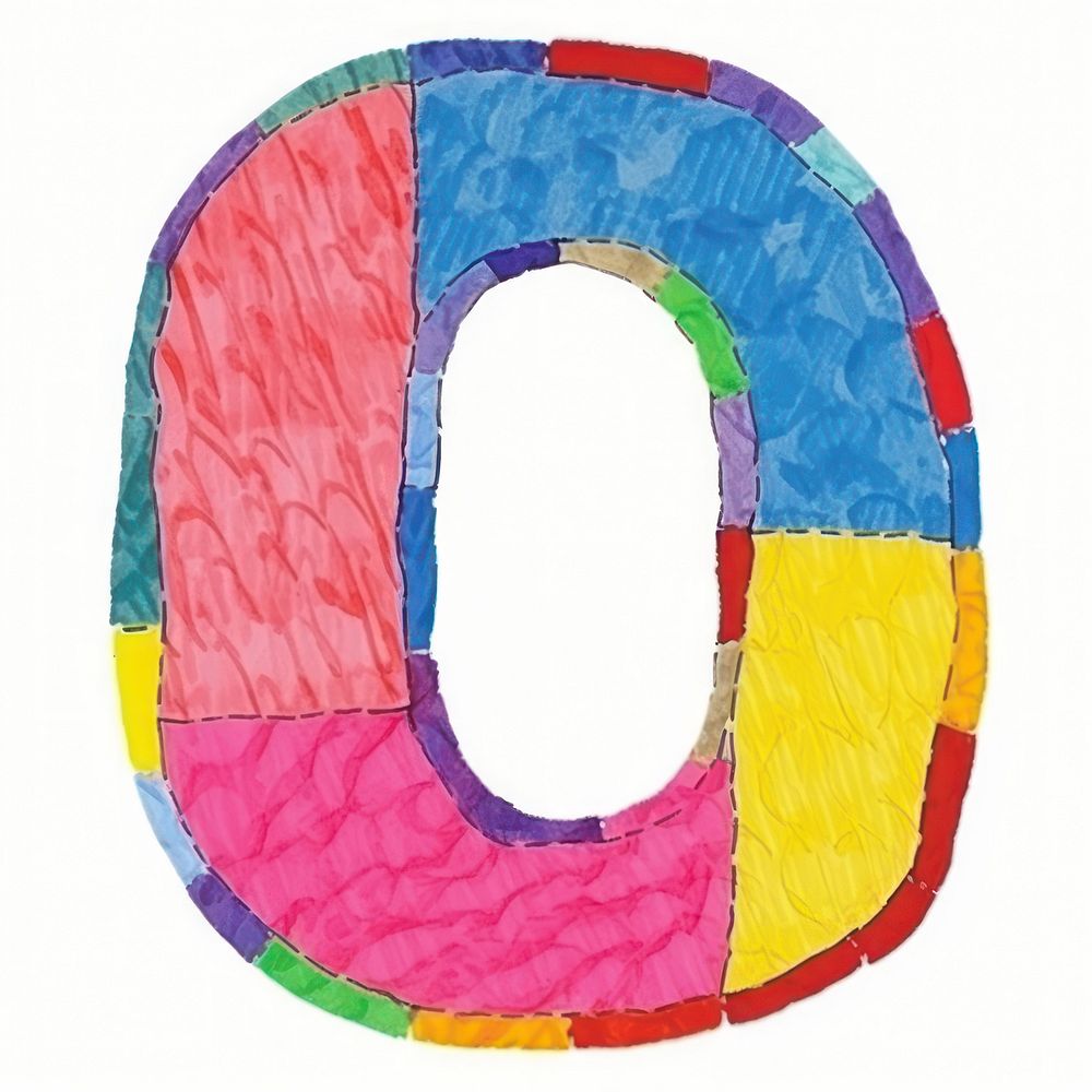 Letter o vibrant colors number text white background.