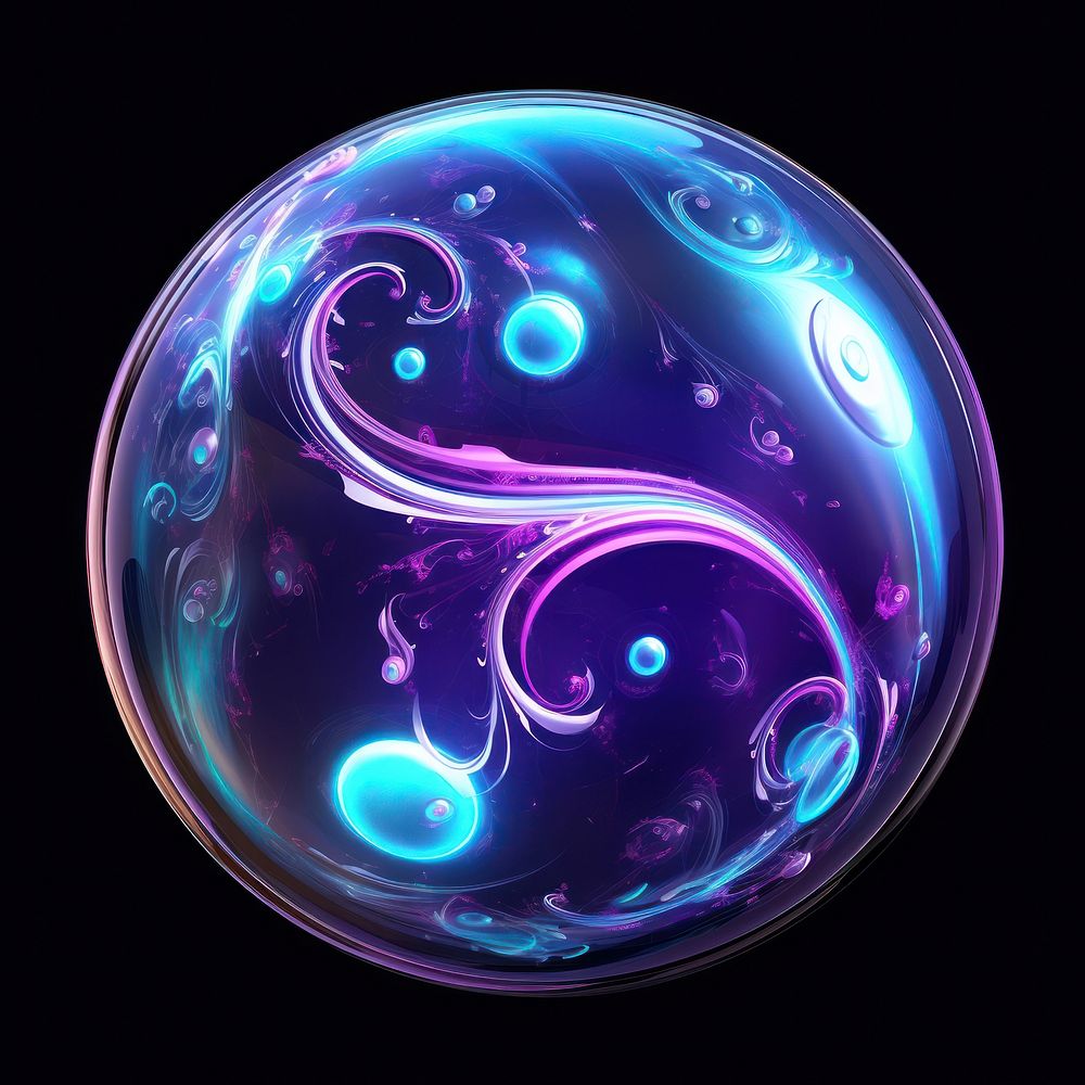 Neon bubble pattern sphere purple.