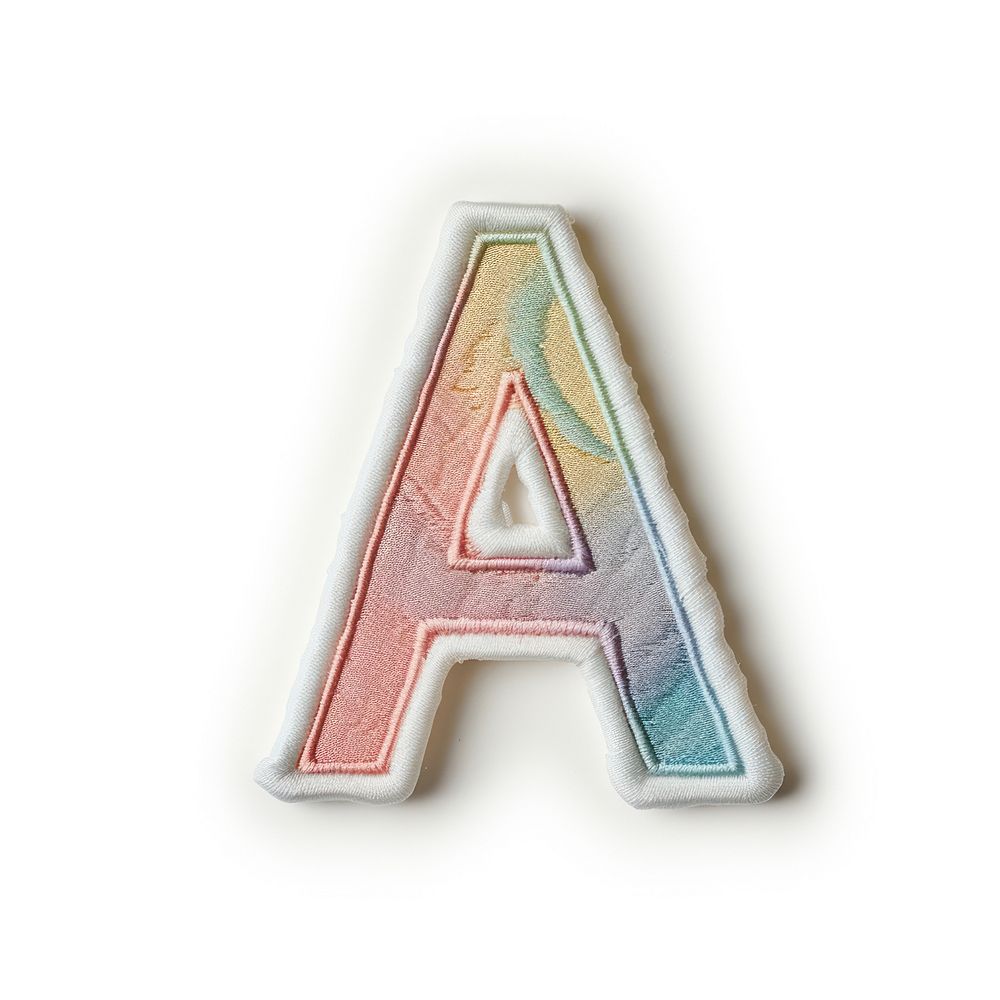 Patch letter A text white background alphabet.