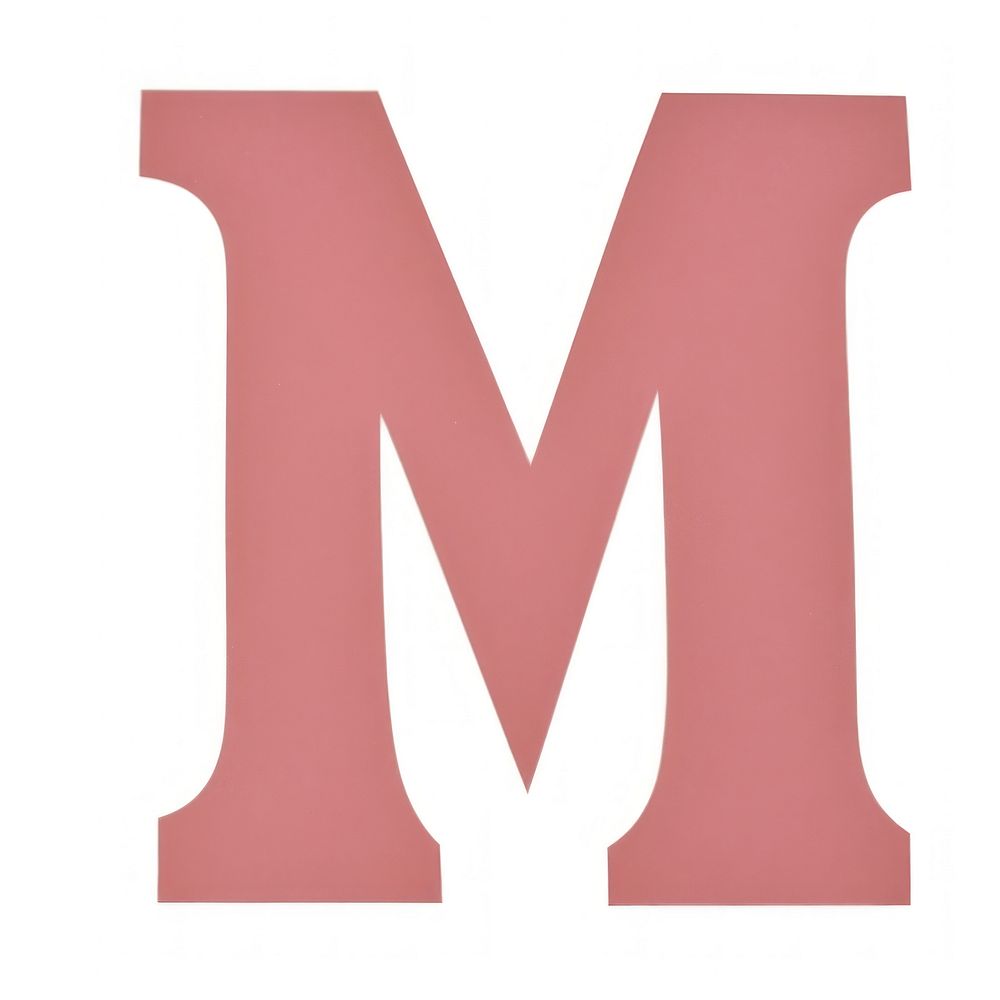 Letter M cut paper text alphabet logo.