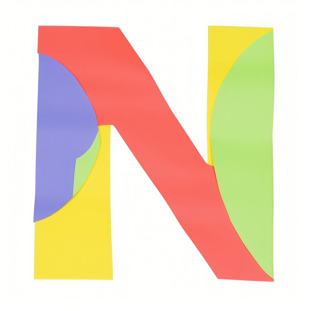 Letter N cut paper text number white background.
