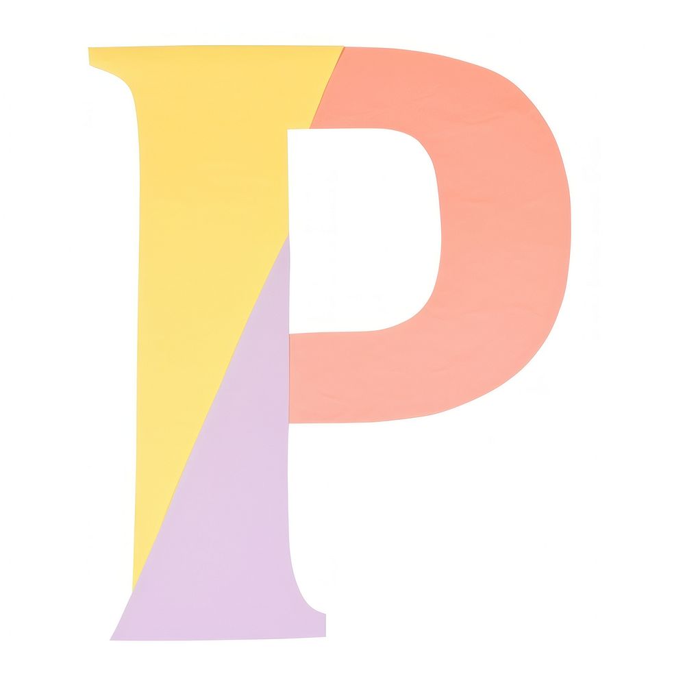 Letter P cut paper text number logo.
