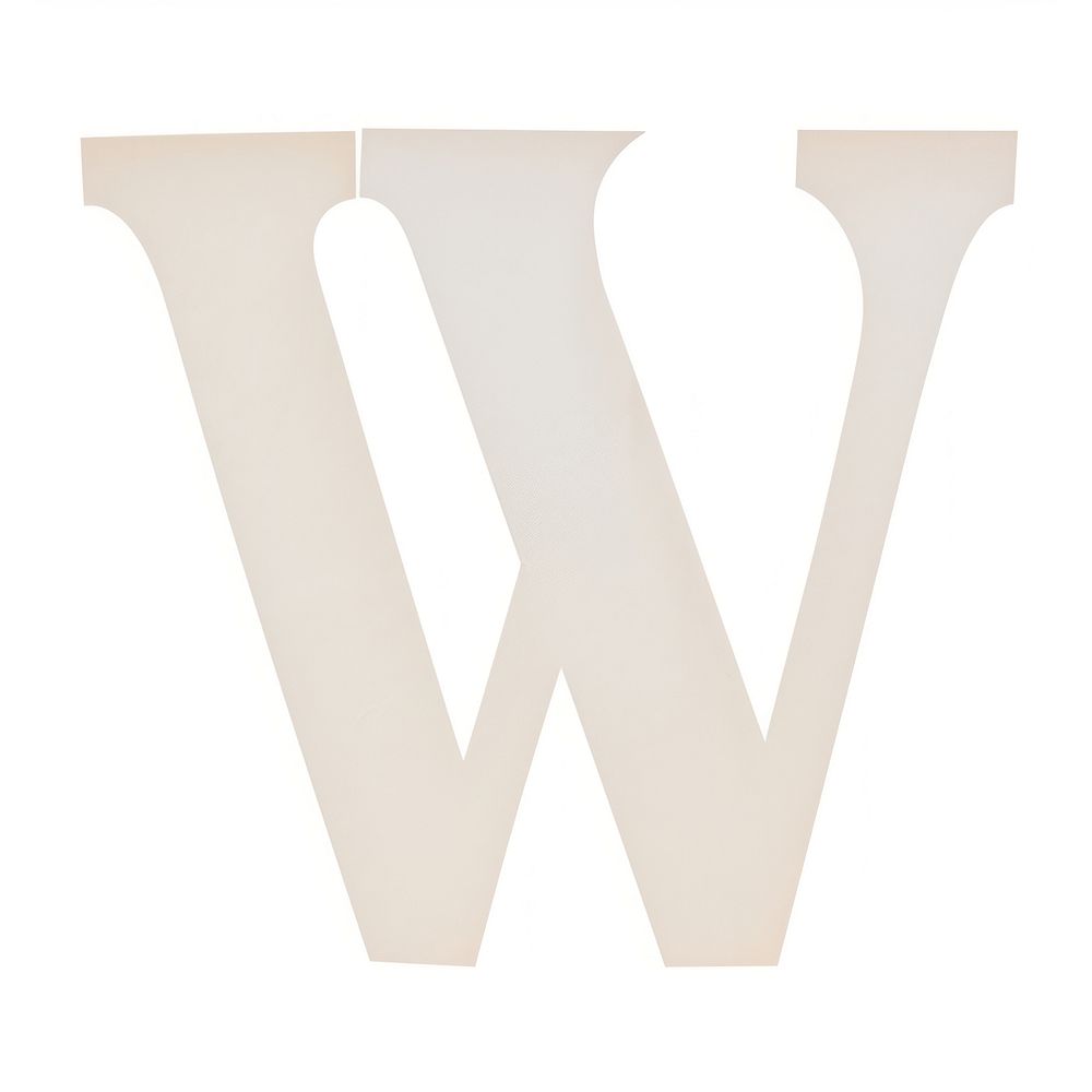 Letter w cut paper white text white background.